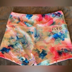 FLEO Multi Color Marble Swirl Tie Dye shorts